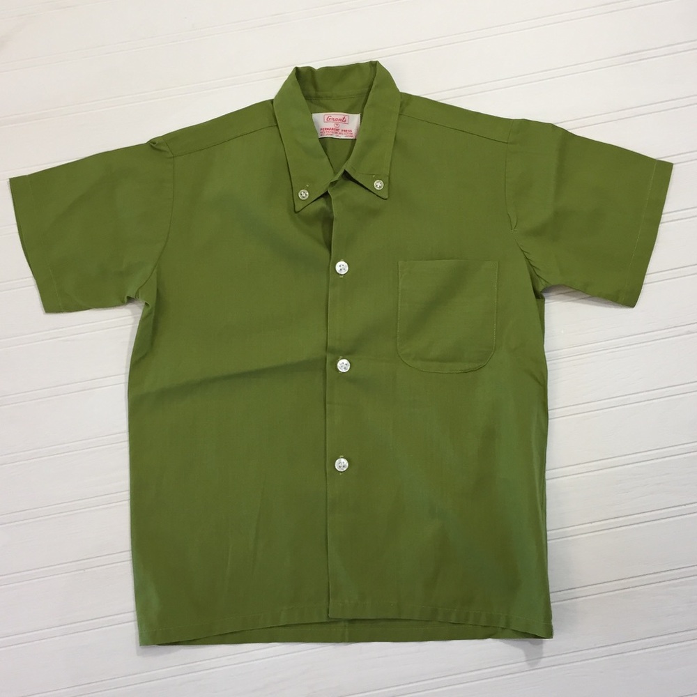 Vintage Grants olive green green button up